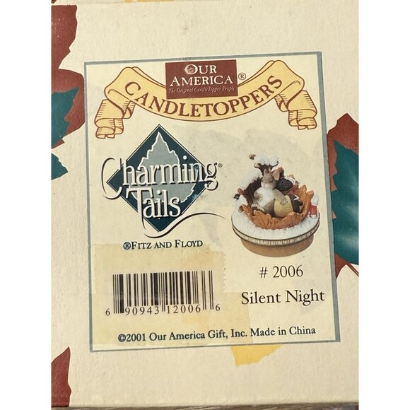 Charming Tails Fitz & Floyd Silent Night Christmas Mouse Candle Topper MM23 - Picture 4 of 4